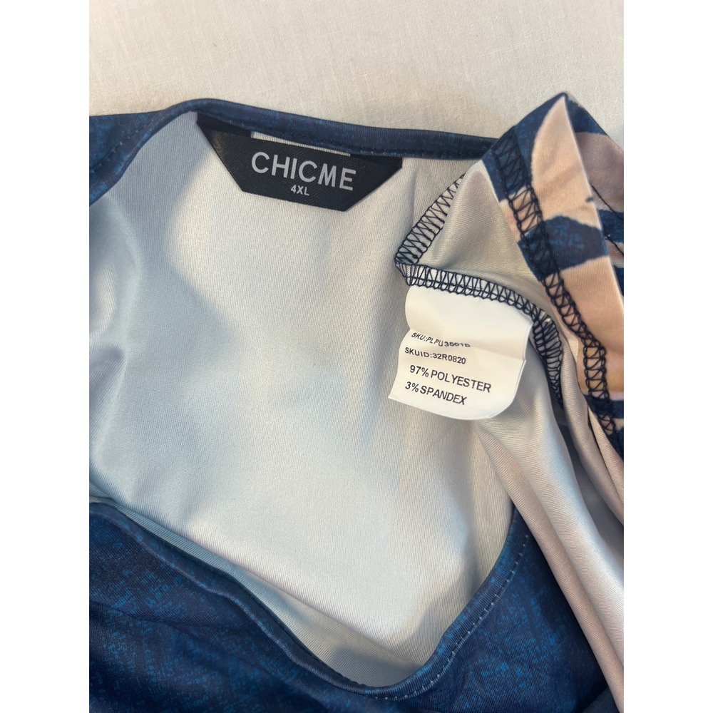 ChicMe Blue Floral Print 2 Piece Set Top and Wide Leg Pants Womens 4XL 32R0820 - Picture 7 of 11
